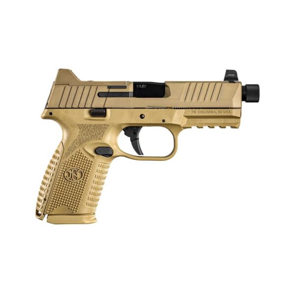 https3A2F2Fmedia.chattanoogashooting.com2Fimages2Fproduct2FRJ661007462FRJ66100746-1 FN 509 Midsize Tactical Handgun 9mm Luger 10rd Magazines (2) 4.5″ Threaded Barrel FDE NMS