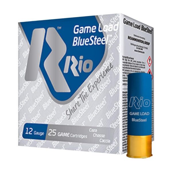 Rio Game Load Blue Steel Shotshells 12 ga 2-3/4″ 1-1/8oz 1360 fps #6 25/ct