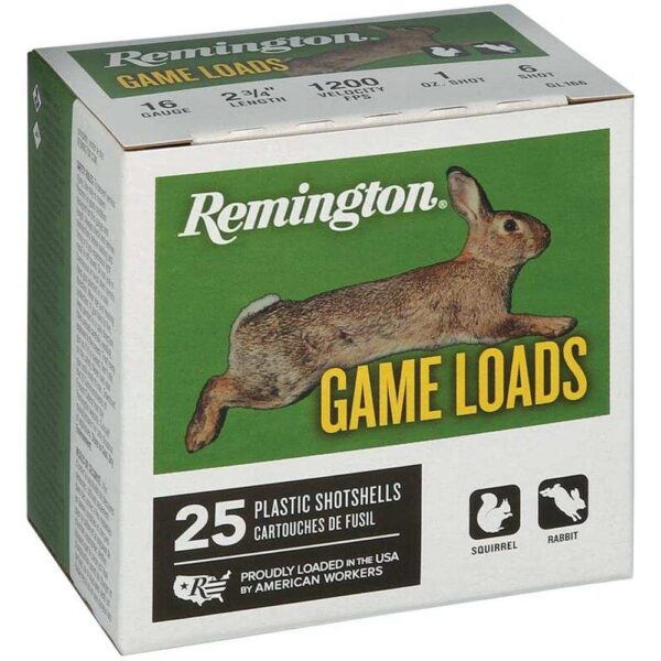 Remington Lead Game Load Shotshells 16 ga 2-3/4″ 1 oz 1200 fps #6 25/ct