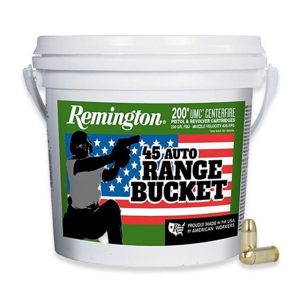 Remington UMC “Range Bucket” Handgun Ammunition .45 ACP 230 gr FMJ 835 fps 200/ct