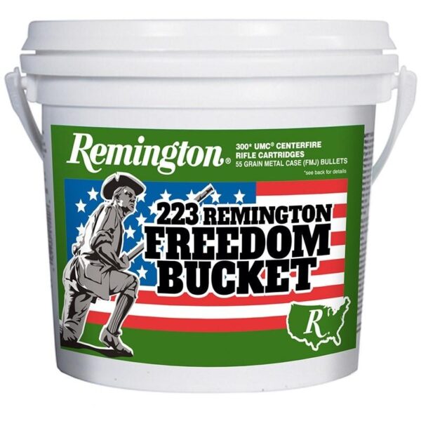 https3A2F2Fmedia.chattanoogashooting.com2Fimages2Fproduct2FRT238972FRT23897_1 Remington UMC “Freedom Bucket” Rifle Ammunition .223 Rem 55 gr. FMJ 3240 fps 300/ct