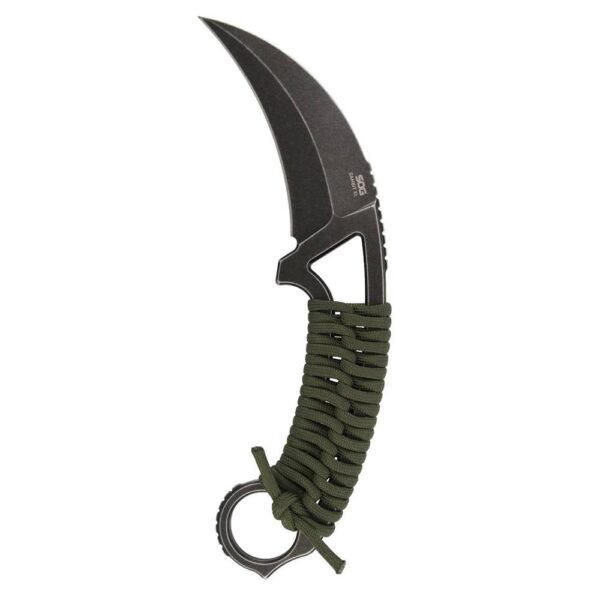 https3A2F2Fmedia.chattanoogashooting.com2Fimages2Fproduct2FSGSOGGB2001BX2FSGSOGGB2001BX-1 SOG Gambit XL Fixed Knife 4″ Karambit Blade OD Green Box