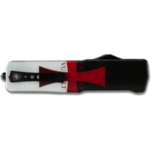 Templar Knives Premium Weighted Automatic Knife 3″ Serrated Dagger Blade Templar Flag