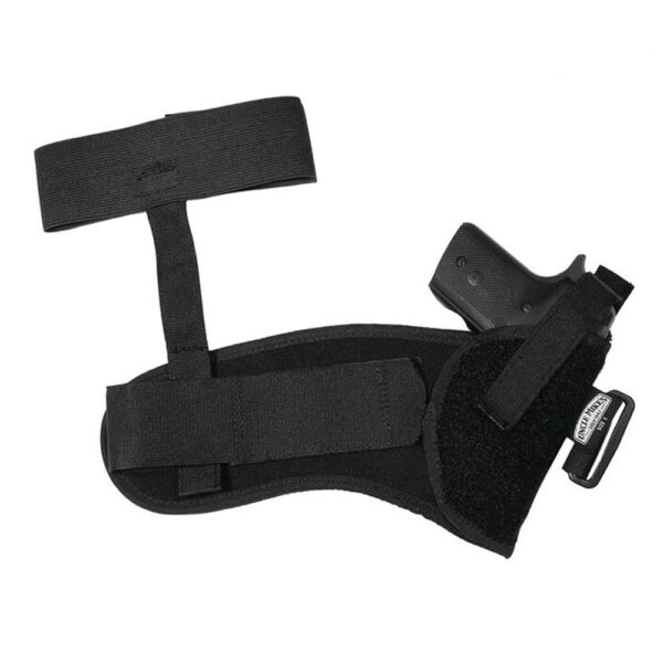 Uncle Mike’s Sidekick Ankle Holsters Fits 3″ – 4″ Barrel Med. Autos .32 – .380 cal. – left Hand