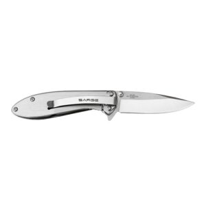 Sarge Knives Hawk Swift Assist Folder Knife 3-1/8″ Clip Point Blade Chrome