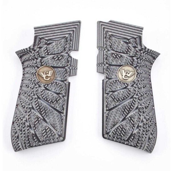 https3A2F2Fmedia.chattanoogashooting.com2Fimages2Fproduct2FWC853GB2FWC853GB-1 Wilson Combat EDC X9 Handgun Grips Aggressive Starburst Grey/Black