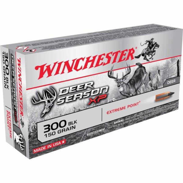 https3A2F2Fmedia.chattanoogashooting.com2Fimages2Fproduct2FWNX300BLKDS2FWNX300BLKDS_1 Winchester Deer Season XP Rifle Ammunition .300 AAC Blackout 150 gr PT 1900 fps 20/ct
