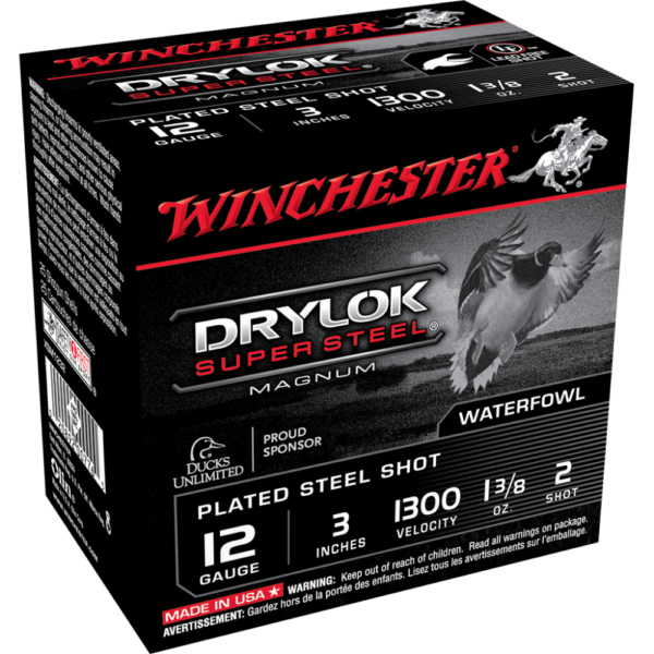 https3A2F2Fmedia.chattanoogashooting.com2Fimages2Fproduct2FWNXSM12322FWNXSM1232-1 Winchester Super-X Drylok Super Steel Shotshells 12 ga 3″ 1-3/8 oz 1375 fps #2 25/ct