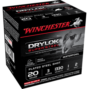 Winchester Super-X Drylok Super Steel Shotshells 20 ga 3″ 1 oz 1330 fps #2 25/ct