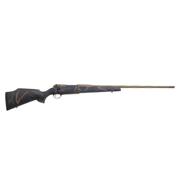 https3A2F2Fmedia.chattanoogashooting.com2Fimages2Fproduct2FXBMWL05N65CMR4B2FWeathermarkLT_2 Weatherby MK V Weathermark Limited Rifle 6.5 Creedmoor Mag 4rd Capacity 24″ Fluted Barrel Black/Gray/Bronze Stock