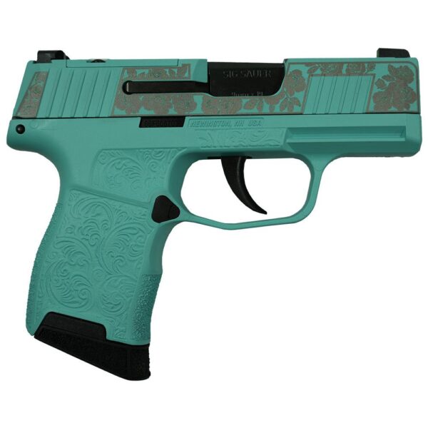 Sig Sauer “Gun & Roses-Robin’s Egg Blue” P365 Optic Ready Handgun 9mm Luger 10rd Magazines(2) 3.1″ Barrel X-RAY 3 Sights
