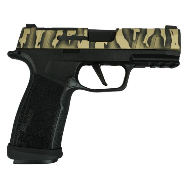 https3A2F2Fmedia.chattanoogashooting.com2Fimages2Fproduct2FXI681686TSS2Fxi681686TSS-2 Sig Sauer P365 “Tiger Striped” XMACRO TACOPS Handgun 9mm Luger 17rd Magazines(4) 3.7″ Barrel