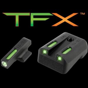 Truglo TFX Tritium/Fiber-Optic Day/Night Sights Fits Kimber 1911 Models with Fixed Rear Sight – White Outline Front/Green Rear
