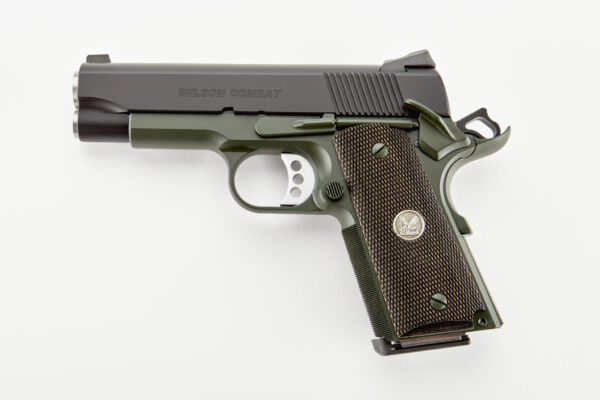 wcqbctacaleft8eee Wilson Combat CQB Compact .45 ACP 4″ 8+1 Diamond Wood Grip
